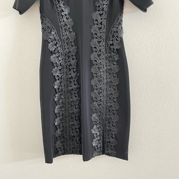 Antonio Melani Black Lace Trim Sheath Dress Women’s 2 - Picture 4 of 7